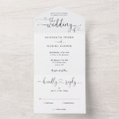 白黒スクリプトハートミニマル結婚リスト オールインワン招待状 (内側)