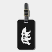 白黒スクリプトパパベアシルエット ラゲッジタグ (正面縦)