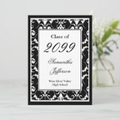 白黒スクリプトファンシーの卒業招待状 招待状 (スタンド正面)