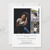 白黒スクリプトフォトコラージュ卒業 招待状 (裏面)