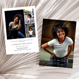 白黒スクリプトフォトコラージュ卒業 招待状