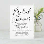 白黒スクリプトブライダルシャワーの招待 招待状 (スタンド正面)