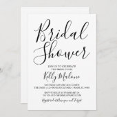 白黒スクリプトブライダルシャワーの招待 招待状 (正面/裏面)