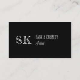 白黒スクリプトプロフェッショナルモノグラムアーティスト 名刺