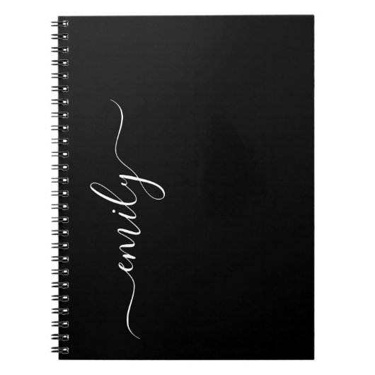 白黒スクリプトモダンモノグラム名 ノートブック (正面)