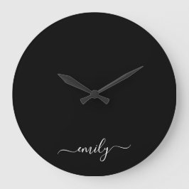 白黒スクリプトモダンモノグラム名 ラージ壁時計