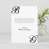 白黒スクリプトモノグラム結婚ズ サンキューカード (スタンド正面)