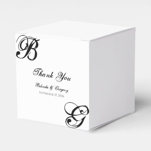 白黒スクリプトモノグラム結婚ズ フェイバーボックス (正面サイド)