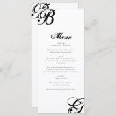 白黒スクリプトモノグラム結婚ズ メニュー (正面/裏面)