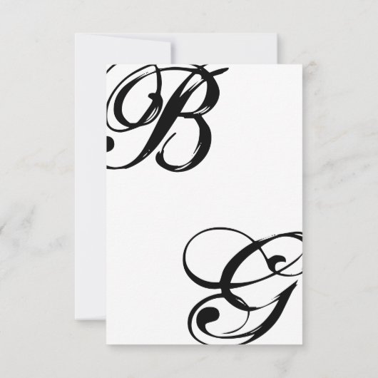 白黒スクリプトモノグラム結婚ズ 出欠カード (裏面)