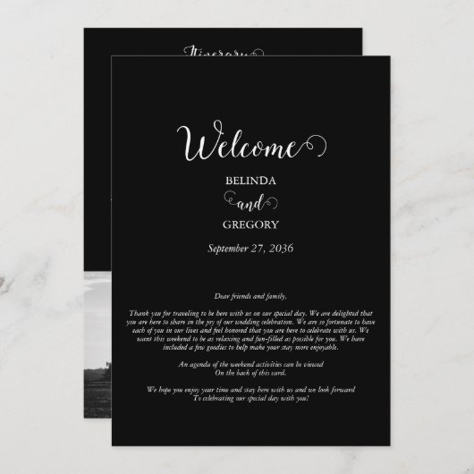 白黒スクリプト写真の結婚旅程 プログラム (正面/裏面)