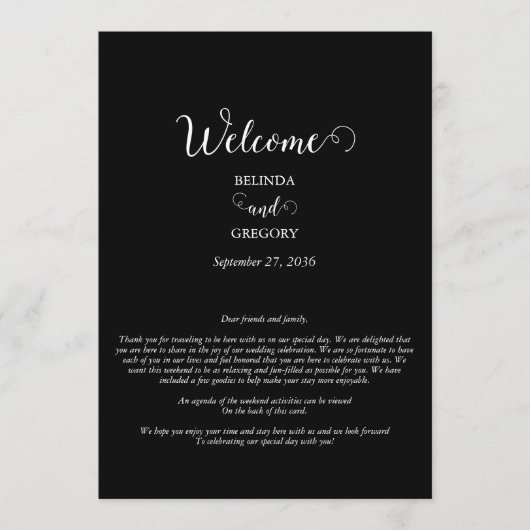 白黒スクリプト写真の結婚旅程 プログラム (正面)