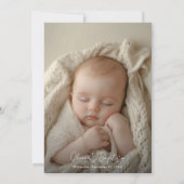 白黒スクリプト写真男女兼用バプテスマ 招待状 (裏面)