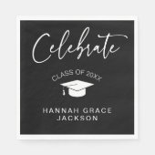 白黒スクリプト卒業おめでとうございます スタンダードランチョンナプキン (正面)