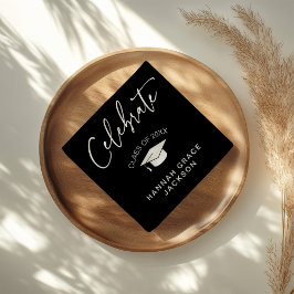 白黒スクリプト卒業おめでとうございます スタンダードランチョンナプキン