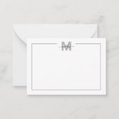 白黒スクリプト書名モノグラム ノートカード (正面)