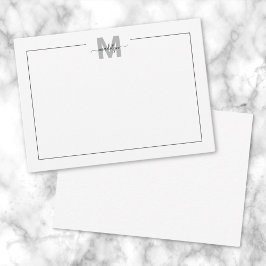 白黒スクリプト書名モノグラム ノートカード