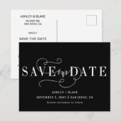 白黒スクリプト書記日付の保存 案内ポストカード (正面/裏面)