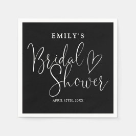 白黒スクリプト書道ブライダルシャワー スタンダードカクテルナプキン