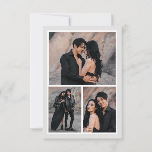 白黒スクリプト永遠に感謝のフォトコラージュ サンキューカード (裏面)