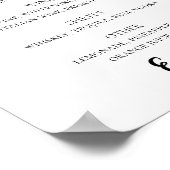 白黒スクリプト結婚のアルコール飲料バー ポスター (角)