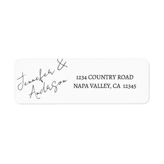 白黒スクリプト結婚の差出人住所ラベル ラベル (正面)