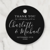 白黒スクリプト結婚の感謝 フェイバータグ (正面)