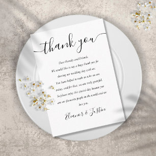 白黒スクリプト結婚の感謝 プレイスカード