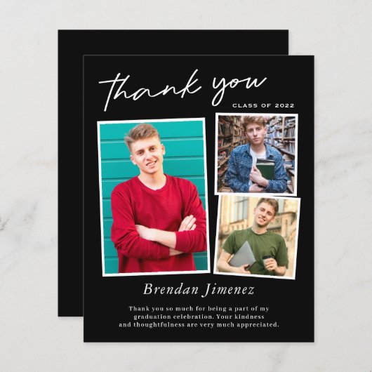 白黒スクリプト3写真卒業ありがとう (正面/裏面)