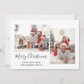 白黒スクリプト3枚フォトメリークリスマス シーズンカード (正面)