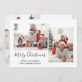 白黒スクリプト3枚フォトメリークリスマス シーズンカード (正面/裏面)