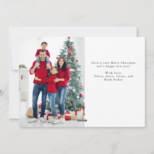 白黒スクリプト3枚フォトメリークリスマス シーズンカード (裏面)