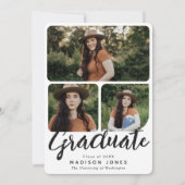 白黒スクリプト4写真卒業パーティー 招待状 (正面)