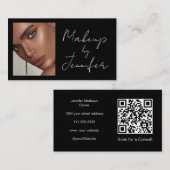 白黒スクリプトQRコードフォトメイクアップ 名刺 (正面/裏面)