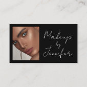 白黒スクリプトQRコードフォトメイクアップ 名刺 (正面)