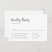 白黒スクリプトRSVPカード 出欠カード (正面/裏面)