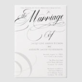 白黒スクリプフォーマルトエレガントタイポグラフィ ベラム紙招待状 (正面)