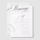 白黒スクリプフォーマルトエレガントタイポグラフィ ベラム紙招待状 (オフセット)