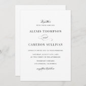 白黒スクリプフォーマルト結婚の 招待状 (正面/裏面)