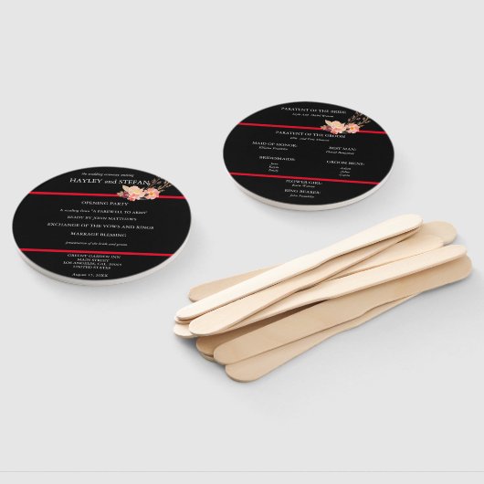 白黒スクリプモダント結婚式 プログラム ハンドファン (組立なし)