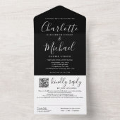 白黒スクリプモダントQRコー結婚ド オールインワン招待状 (内側)