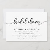 白黒スクリプリラックストブライダルシャワー 招待状 (正面)