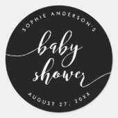 白黒スクリプリラックストベビーシャワー ラウンドシール (正面)