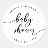 白黒スクリプリラックストベビーシャワー ラウンドシール (正面)