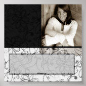 白黒スクロールのカスタマイズ可能なオートグラフポスター ポスター (正面)