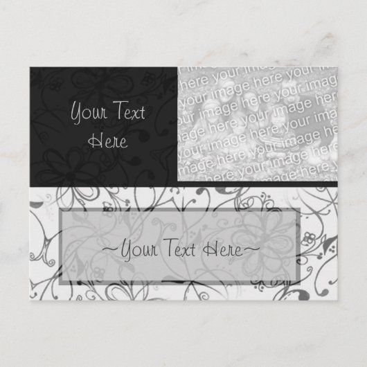 白黒スクロールフォトホルダー ポストカード (正面)