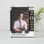 白黒スクールカラー卒業写真プライド 招待状 (スタンド正面)