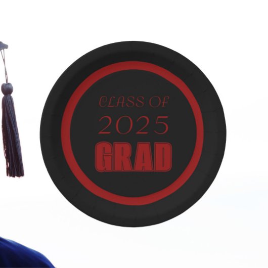 白黒スクールカラー卒業 ペーパープレート