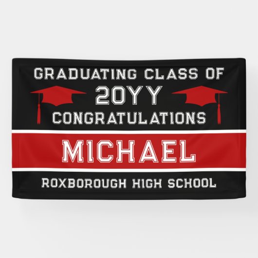 白黒スクールカラー卒業 横断幕 (横)
