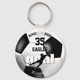 白黒スクールチームスピリットガールズサッカー キーホルダー